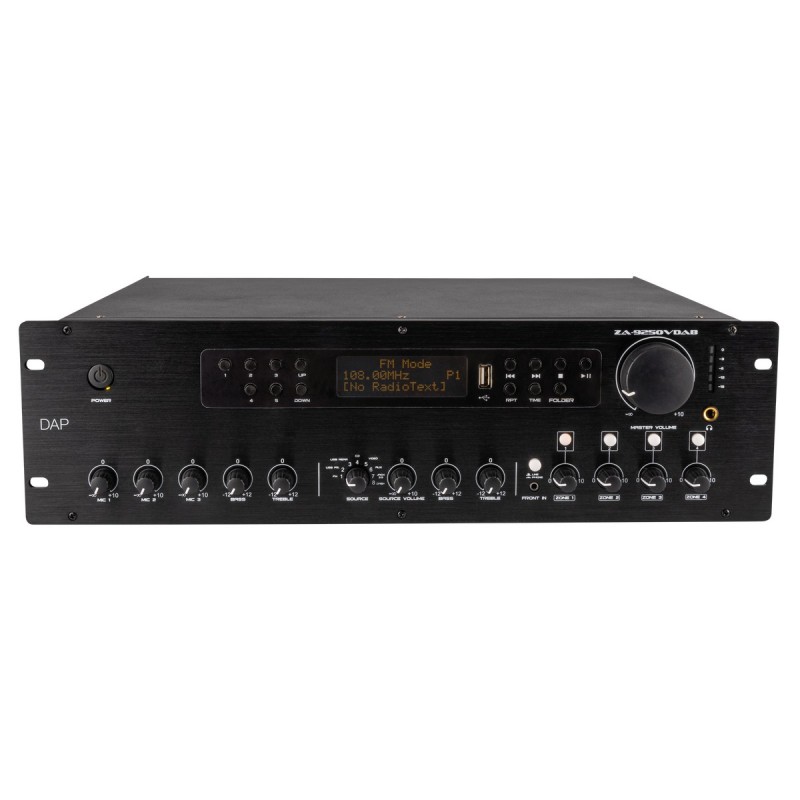 DAP Audio ZA-9250VDAB - Wzmacniacz miksujący z regulowaną głośnością strefową DAP Audio ZA-9250VDAB - Wzmacniacz miksujący z regulowaną głośnością strefową
