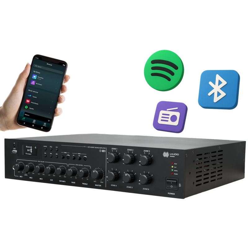 Laudio MultiTask 240W WiFi - Wzmacniacz strefowa 100V - 1 - Wzmacniacze instalacyjne - Laudio Multitask to profesjonalny wzmacni