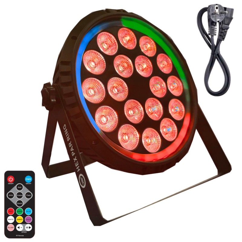 Light4Me Hex Par Ring - Reflektor sceniczny PAR DMX 18x6W RGBWA+UV LED