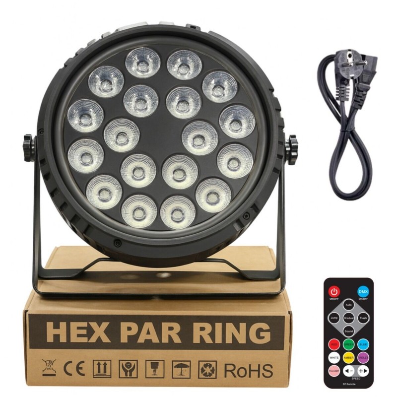 Light4Me Hex Par Ring - Reflektor sceniczny PAR DMX 18x6W RGBWA+UV LED