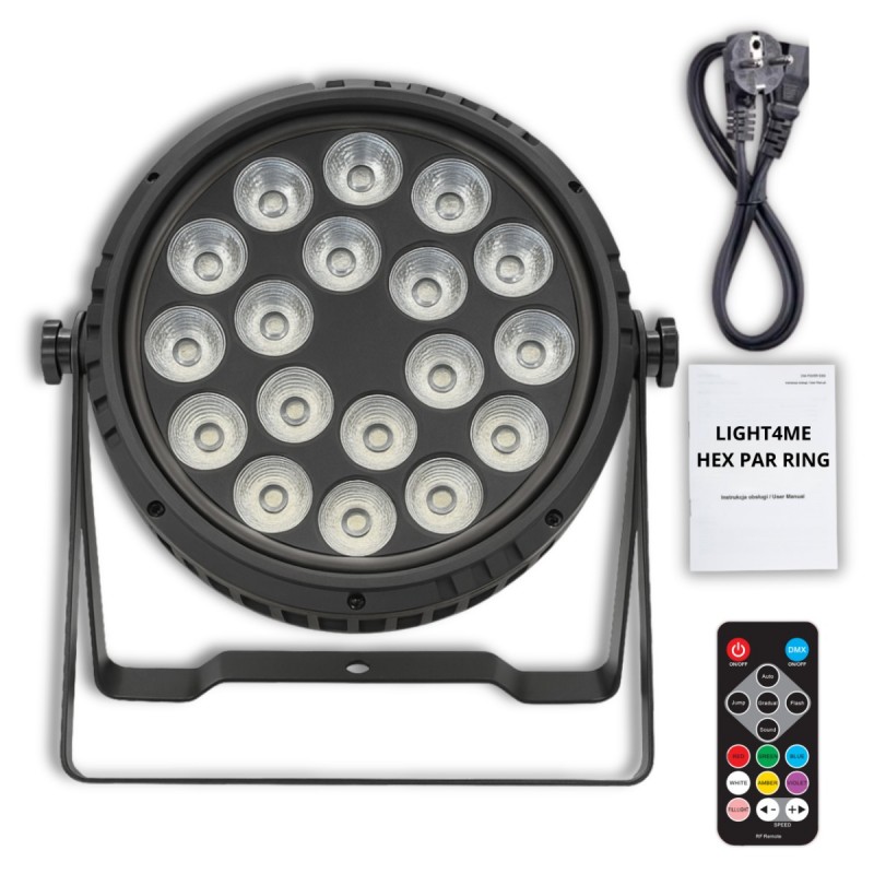 Light4Me Hex Par Ring - Reflektor sceniczny PAR DMX 18x6W RGBWA+UV LED