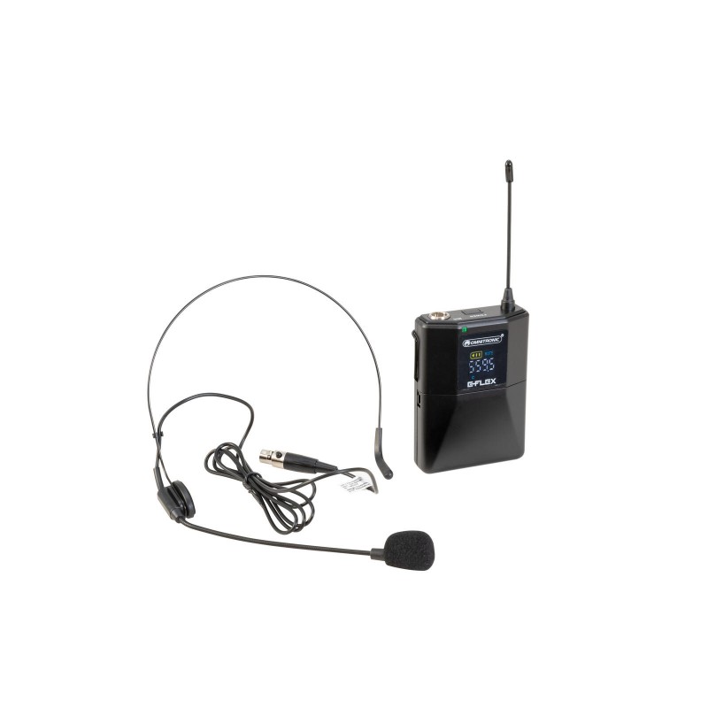 Omnitronic UHF E-FLEX - Nadajnik bodypack z mikrofonem nagłownym 559-575 MHz