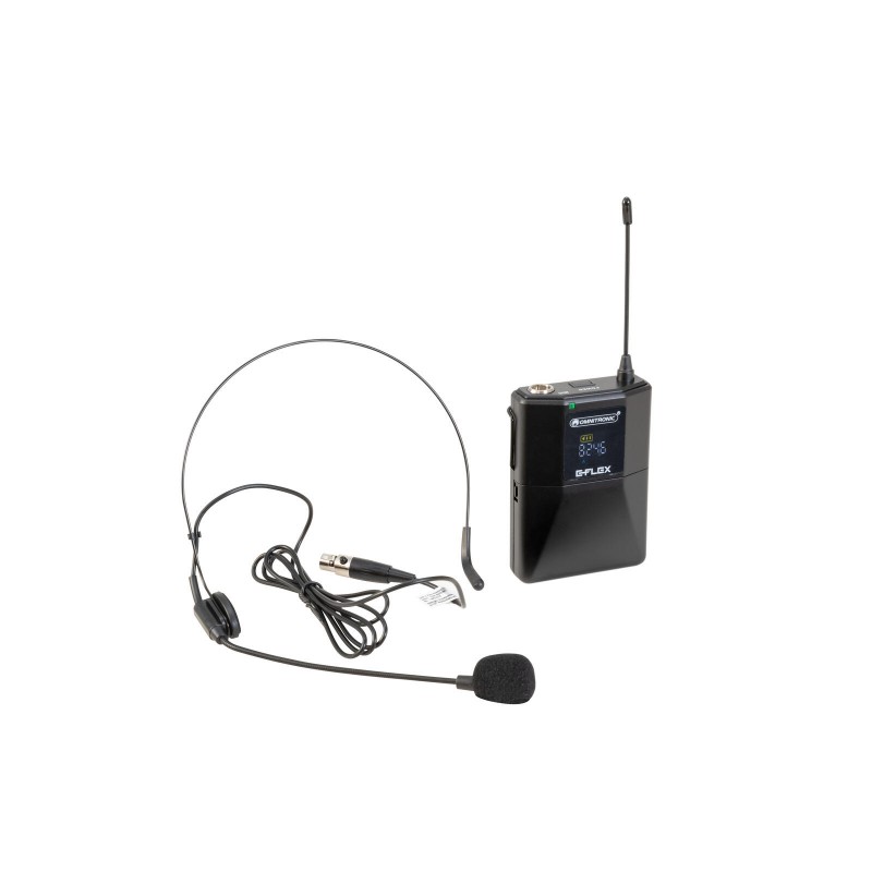 Omnitronic UHF E-FLEX - Nadajnik bodypack z mikrofonem nagłownym 823-832/863-865 MHz