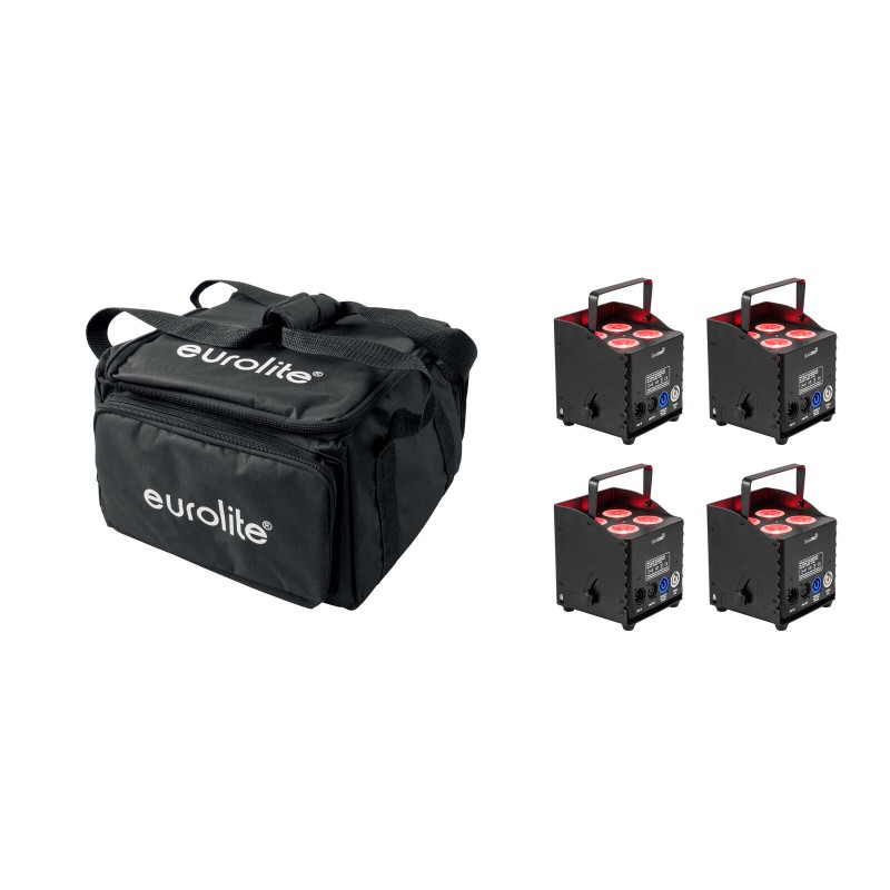 Eurolite zestaw oświetleniowy 4x AKKU UP-4 QCL Spot QuickDMX MK2 + torba transportowa