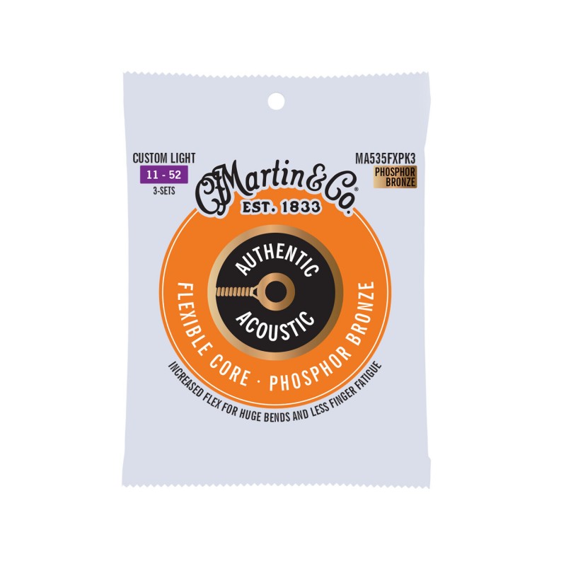 Martin MA535FX Flexible core 3 Packs 11-52 struny do gitary akustycznej Trójpak - 1 - Struny gitarowe - Martin Authentic Acousti