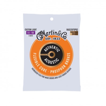 Martin MA535FX Flexible core 3 Packs 11-52 struny do gitary akustycznej Trójpak - 1 - Struny gitarowe - Martin Authentic Acousti