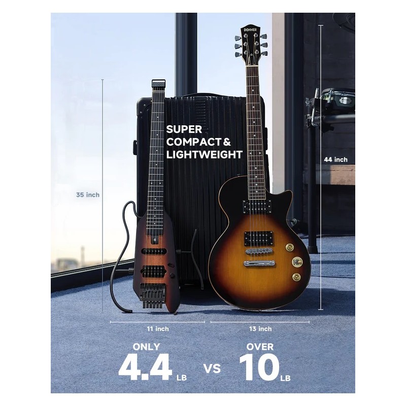 Donner HUSH-X PRO Sunburst Gitara elektryczna EC6807 - 7 - Gitary elektryczne - Gitara elektryczna Donner HUSH-X to przenośna ko