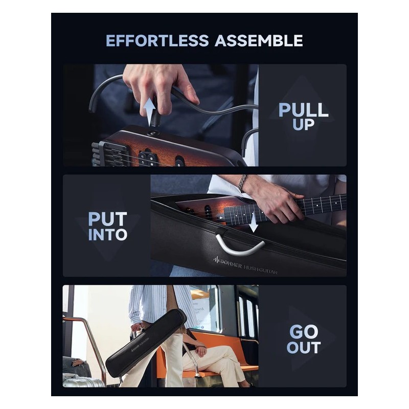 Donner HUSH-X PRO Sunburst Gitara elektryczna EC6807 - 8 - Gitary elektryczne - Gitara elektryczna Donner HUSH-X to przenośna ko