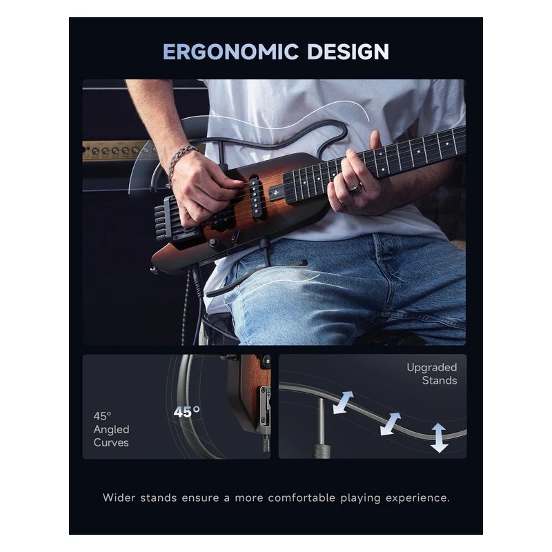 Donner HUSH-X PRO Sunburst Gitara elektryczna EC6807 - 9 - Gitary elektryczne - Gitara elektryczna Donner HUSH-X to przenośna ko