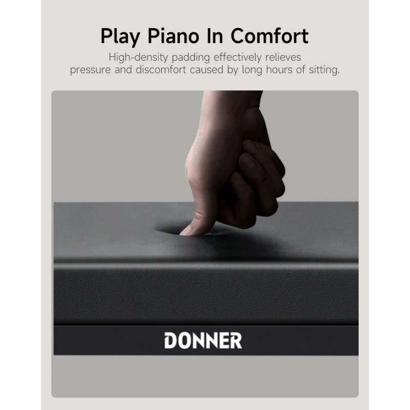 Donner DKB-200 Metal EC7088 Stołek do pianina S300 - 4 - Siedziska, Ławy - Wykonana z eleganckiego czarnego metalu i o czystych 