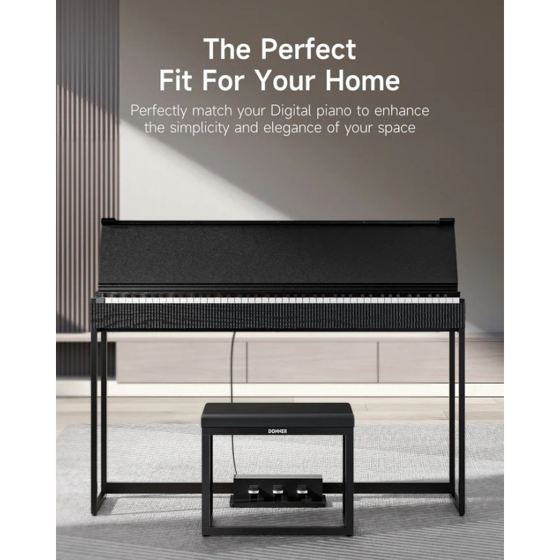 Donner DKB-200 Metal EC7088 Stołek do pianina S300 - 5 - Siedziska, Ławy - Wykonana z eleganckiego czarnego metalu i o czystych 