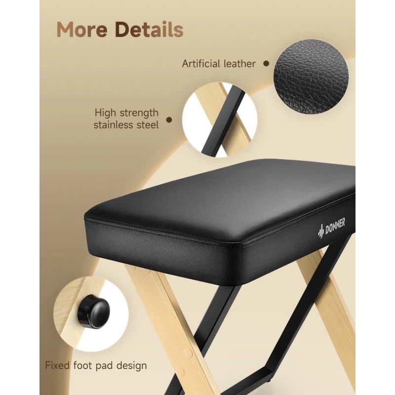 Donner DKB-300 Light Wood EC7087 Stołek do pianina R300 - 6 - Siedziska, Ławy - 