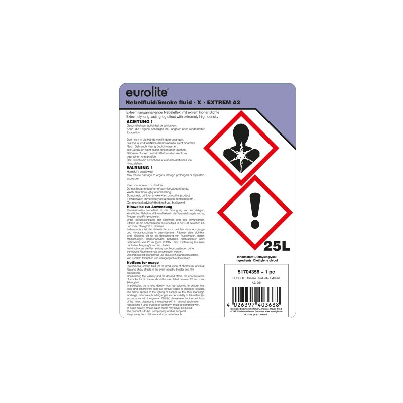 Eurolite Smoke Fluid -X- Extreme A2 - Płyn do dymu 25L