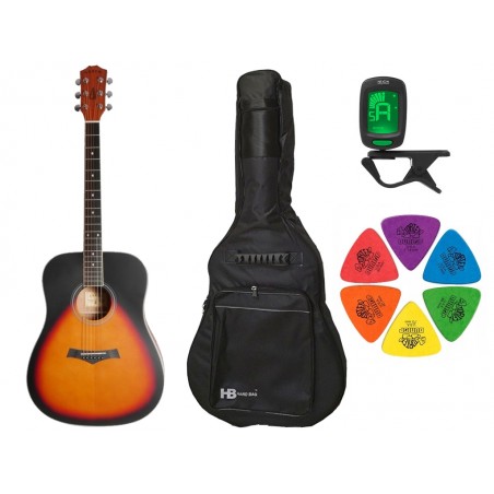 Gitara akustyczna Arrow Bronze SB + pokrowiec + tuner + kostki w zestawie