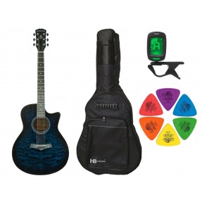 Gitara akustyczna Arrow Dune Blue + pokrowiec + tuner + kostki w zestawie
