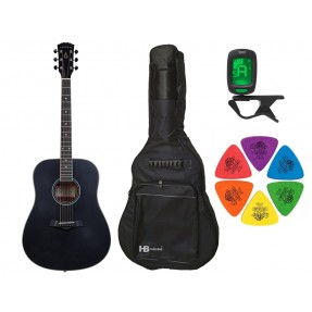 Gitara akustyczna Arrow Gold D BLK + pokrowiec + tuner + kostki w zestawie