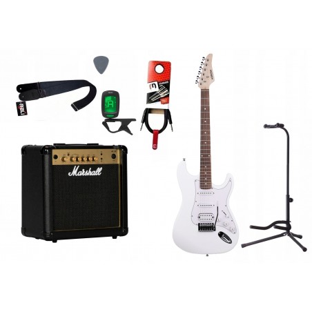 Gitara elektryczna Arrow ST211 SW + wzmacniacz 15W + kabel w zestawie