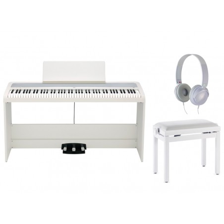Pianino cyfrowe Korg B2+ SPWH + ława + słuchawki w zestawie