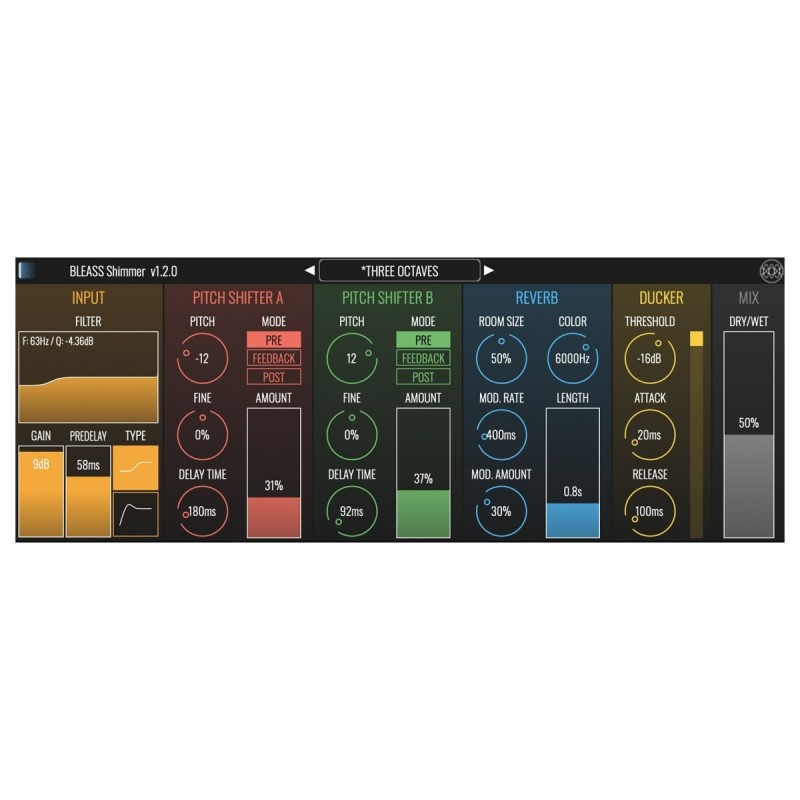 BLEASS Shimmer - Wtyczka efektowa Pitch Shifting Studio Reverb (do pobrania)