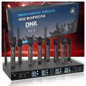 DNA RV-8 zestaw bezprzewodowy 8x mikrofon doręczny - 1 - Zestawy bezprzewodowe doręczne - DNA RV-8 zestaw bezprzewodowy 8x bater