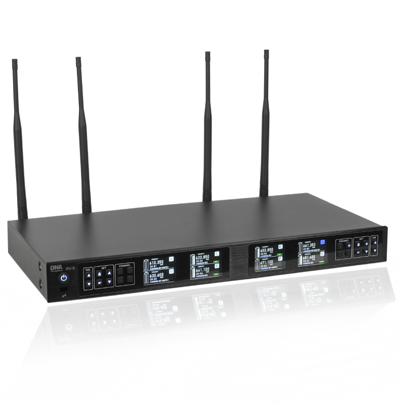 DNA RV-8 zestaw bezprzewodowy 8x mikrofon doręczny - 2 - Zestawy bezprzewodowe doręczne - DNA RV-8 zestaw bezprzewodowy 8x bater