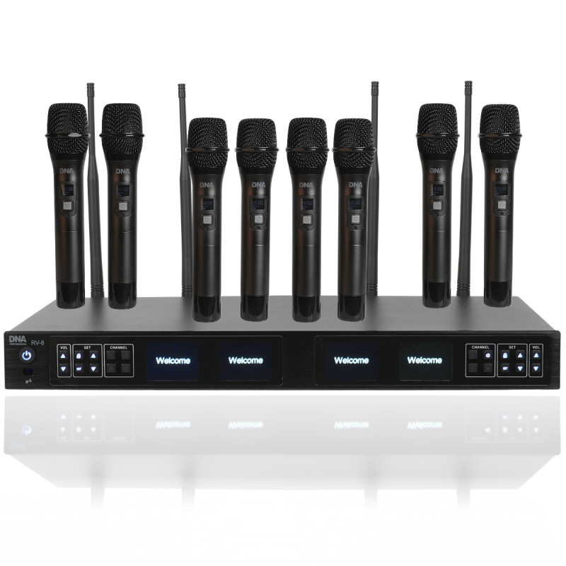 DNA RV-8 zestaw bezprzewodowy 8x mikrofon doręczny - 6 - Zestawy bezprzewodowe doręczne - DNA RV-8 zestaw bezprzewodowy 8x bater