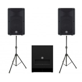 Zestaw nagłośnieniowy Yamaha, 2x kolumna DBR12, 1x subwoofer DXS15 mkII, 2x statyw, 2x kabel