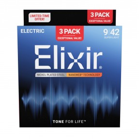 Elixir 16566 Nanoweb Super Light – struny do gitary elektrycznej 3-Pack - 1 - Struny gitarowe - 