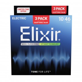 Elixir 16572 Elec Nckl OW Lt struny do gitary elektrycznej 3-pack 10-46 - 1 - Struny gitarowe - 