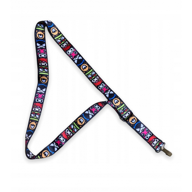 Akmuz P&P UK-3 stworki animowane Pasek do ukulele - 1 - Pasy, paski - Kolorowy, regulowany pasek do ukulele. Pasek P&P UK-3 pasu