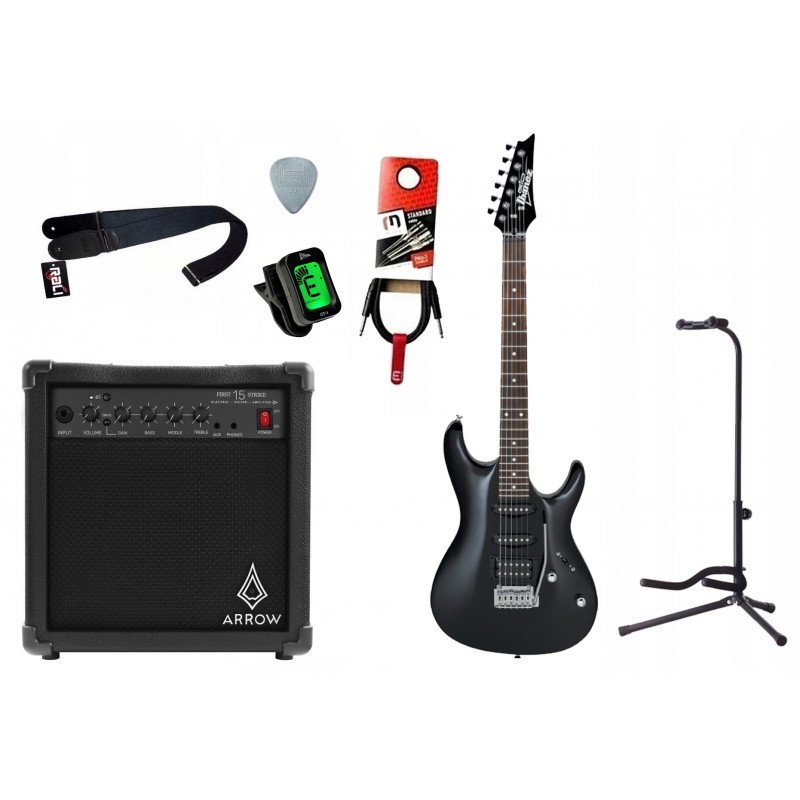 Gitara elektryczna Ibanez GSA60-BKN + wzmacniacz 15W + kabel  w zestawie