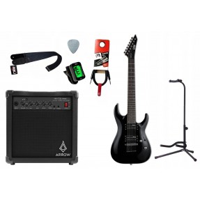 Gitara elektryczna LTD MH-17 KIT BLK Black + wzmacniacz 15W + kabel  w zestawie