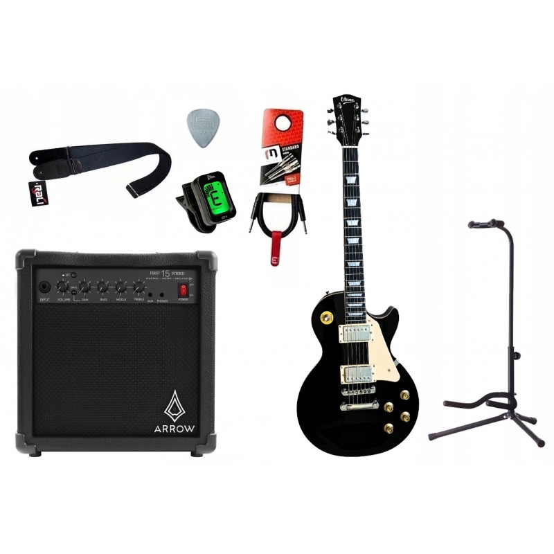 Gitara elektryczna V-Tone VLP1 BK + wzmacniacz 15W + kabel  w zestawie