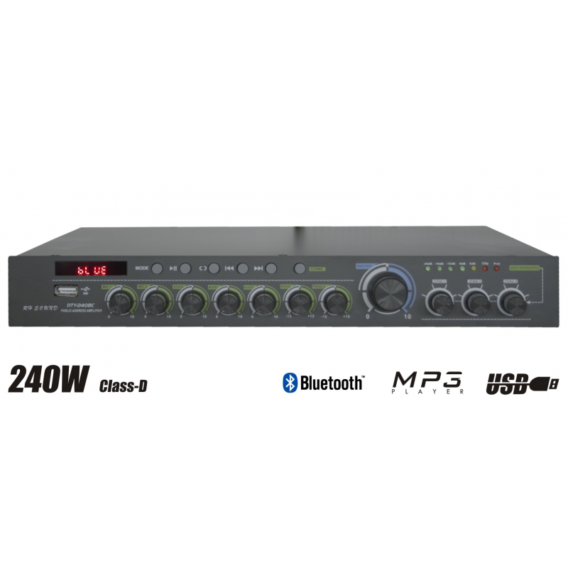 RH SOUND DTY-60BC Wzmacniacz mocy 100V - 1 - Wzmacniacze instalacyjne - Nowoczesny cyfrowy wzmacniacz radiowęzłowy 60W z wbudowa