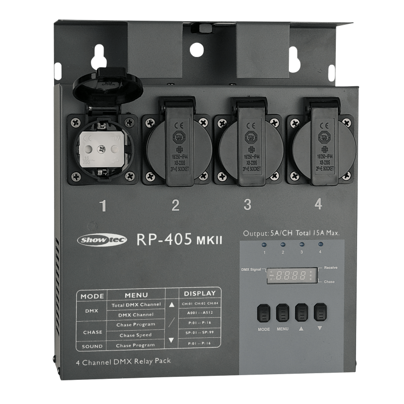 Showtec RP-405 MK2, DMX Relais Switchpack, 4 Kanałowy - 1 - Switch packi - 