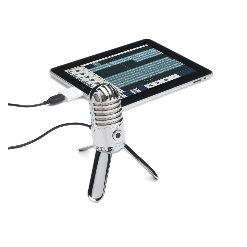 SAMSON Meteor Mic connected to tablet
