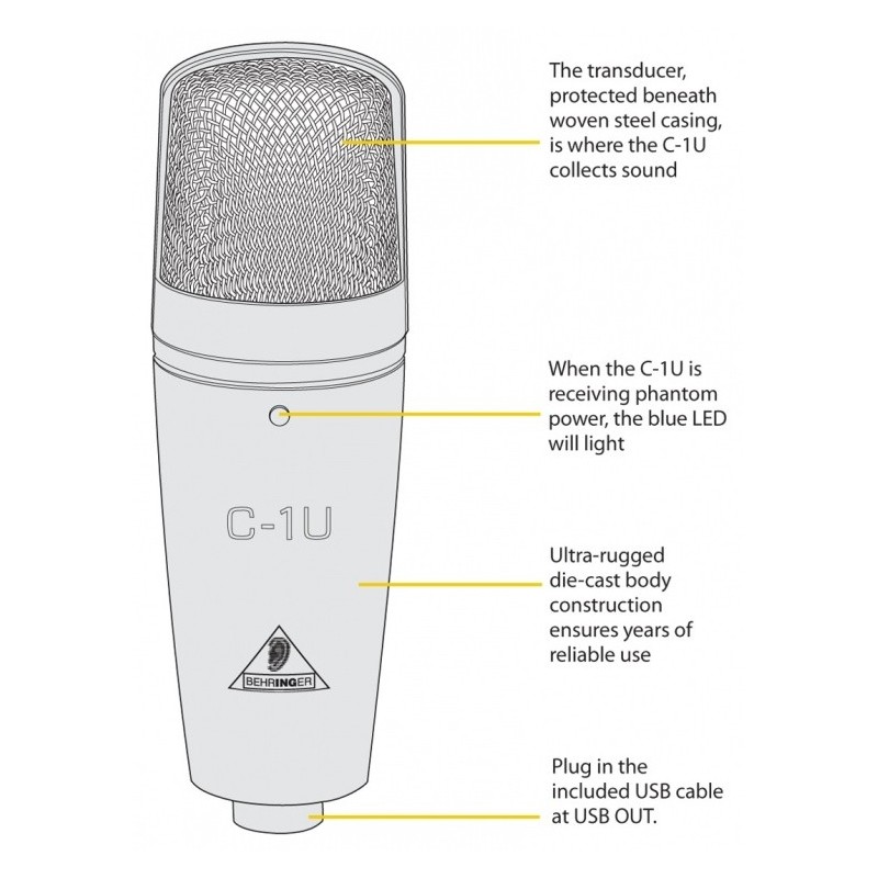 BEHRINGER C1 USB - mikrofon pojemnościowy USB