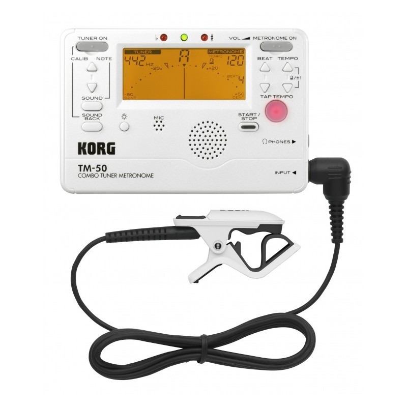 KORG TM-50 C - perłowo biały Tuner sls Metronom sls Mikrofon kontaktowy