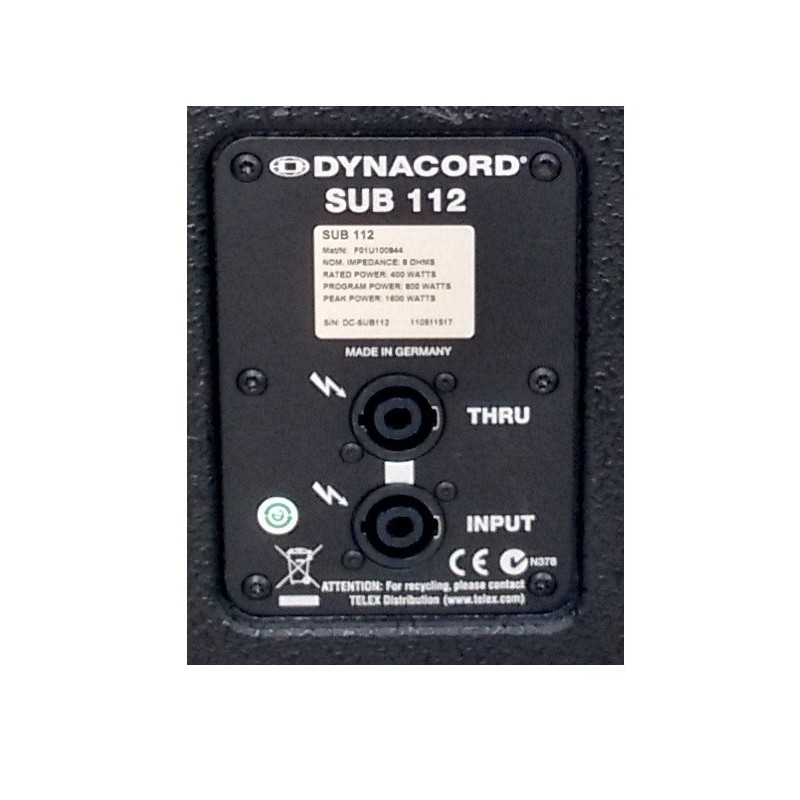 Dynacord Sub 112 - inputs