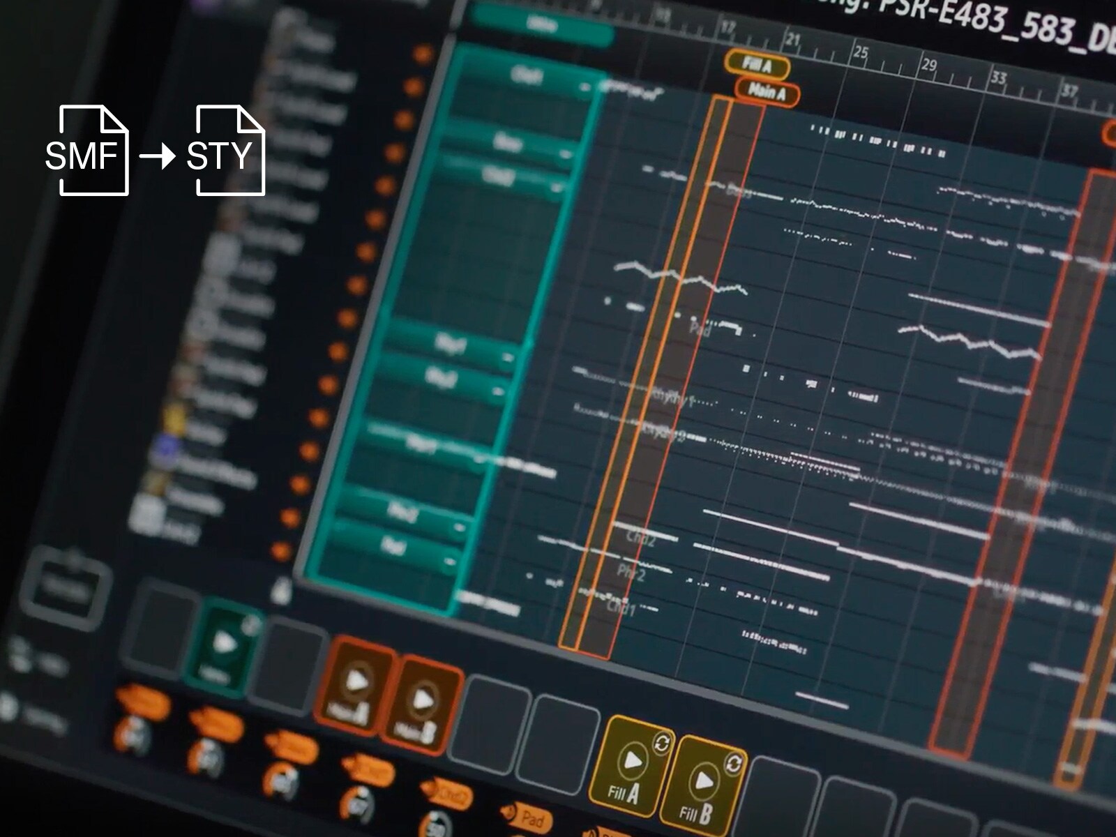 Yamaha PSR-E483 Aplikacja MIDI Song to Styl