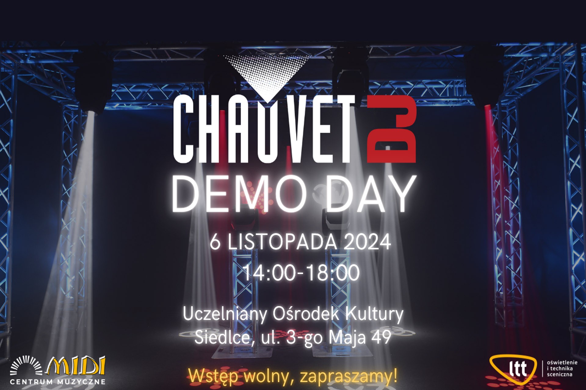 Prezentacja Chauvet DJ Demo Day 6.11.2024 w godz. 14:00-18:00. - UOK SIEDLCE